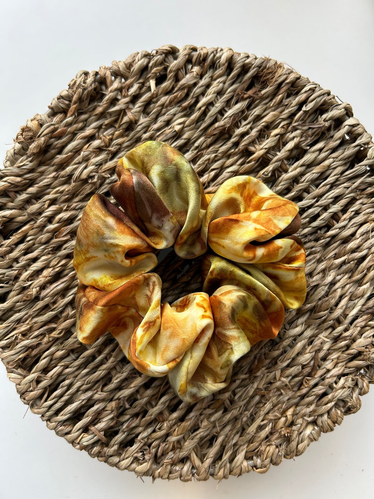 Medium Naturally dyed scrunchie - onion skin dye