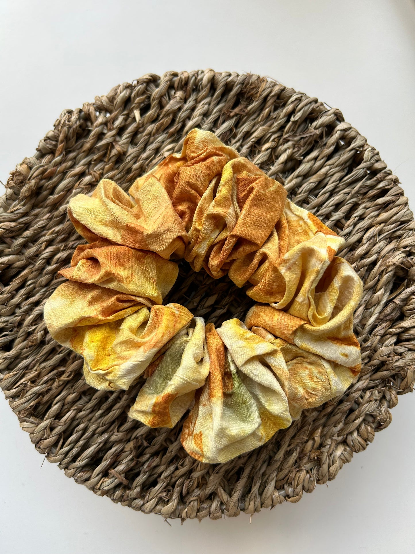 Large Naturally dyed scrunchie - onions skin dye