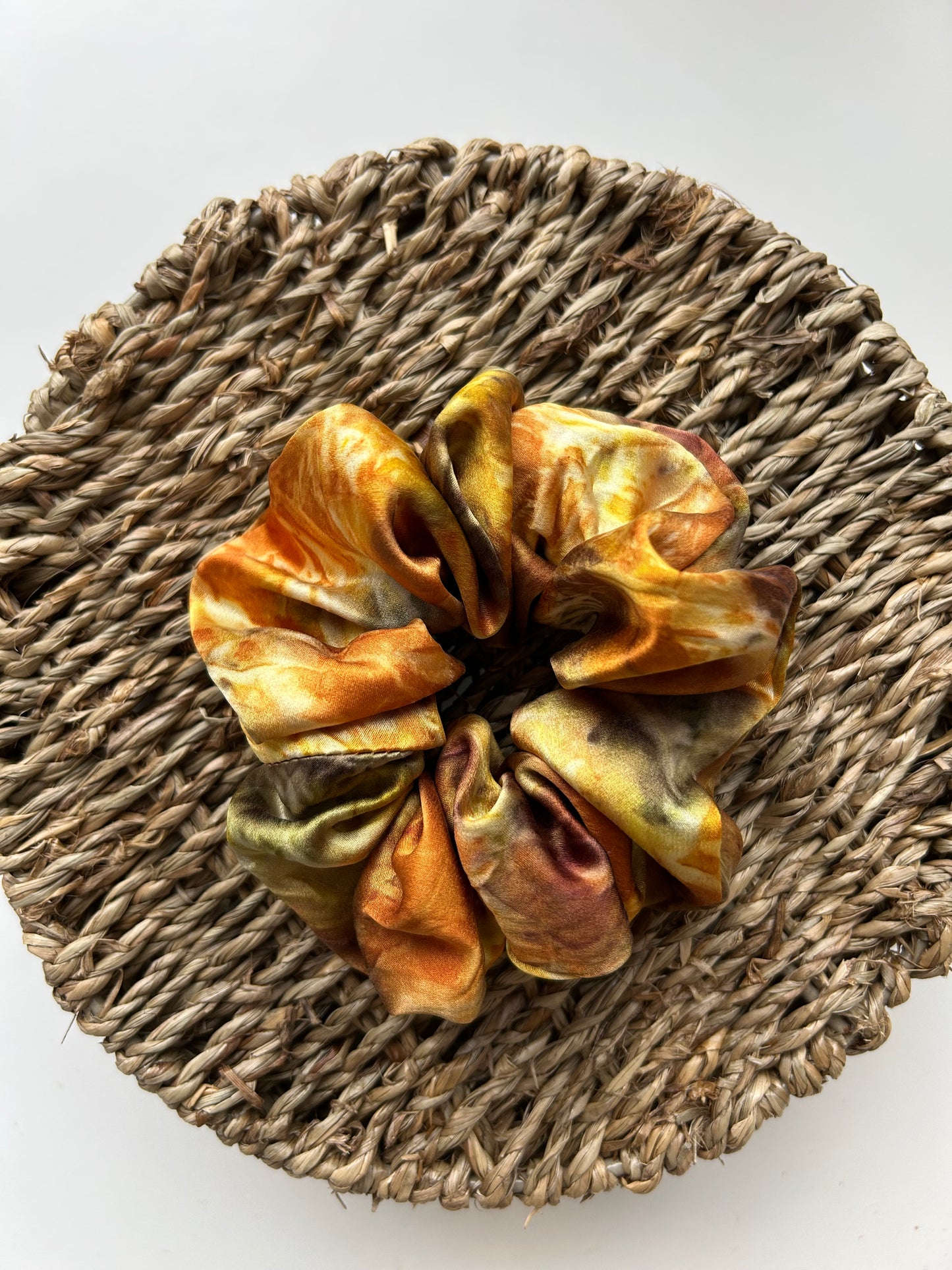 Large Naturally dyed scrunchie - onions skin dye