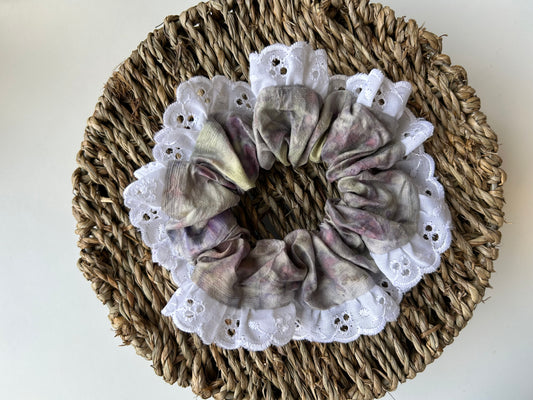 Medium naturally dyed LACE scrunchie - Rose petals